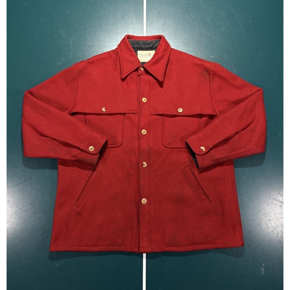 Vintage Fox Knapp Wool CPO Shirt Jacket Men's XL Red Heavy Hunting Shacket 70s